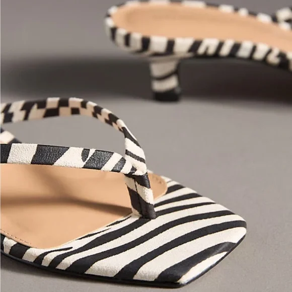 Anthropologie heeled zebra kitten sandals NEW without box eu 37 U.S. 6.5/7 - Picture 4 of 7